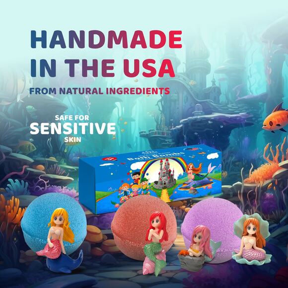 Big Bath Bombs for Kids with Surprise MERMAID Toys Inside - Picture 6 of 6